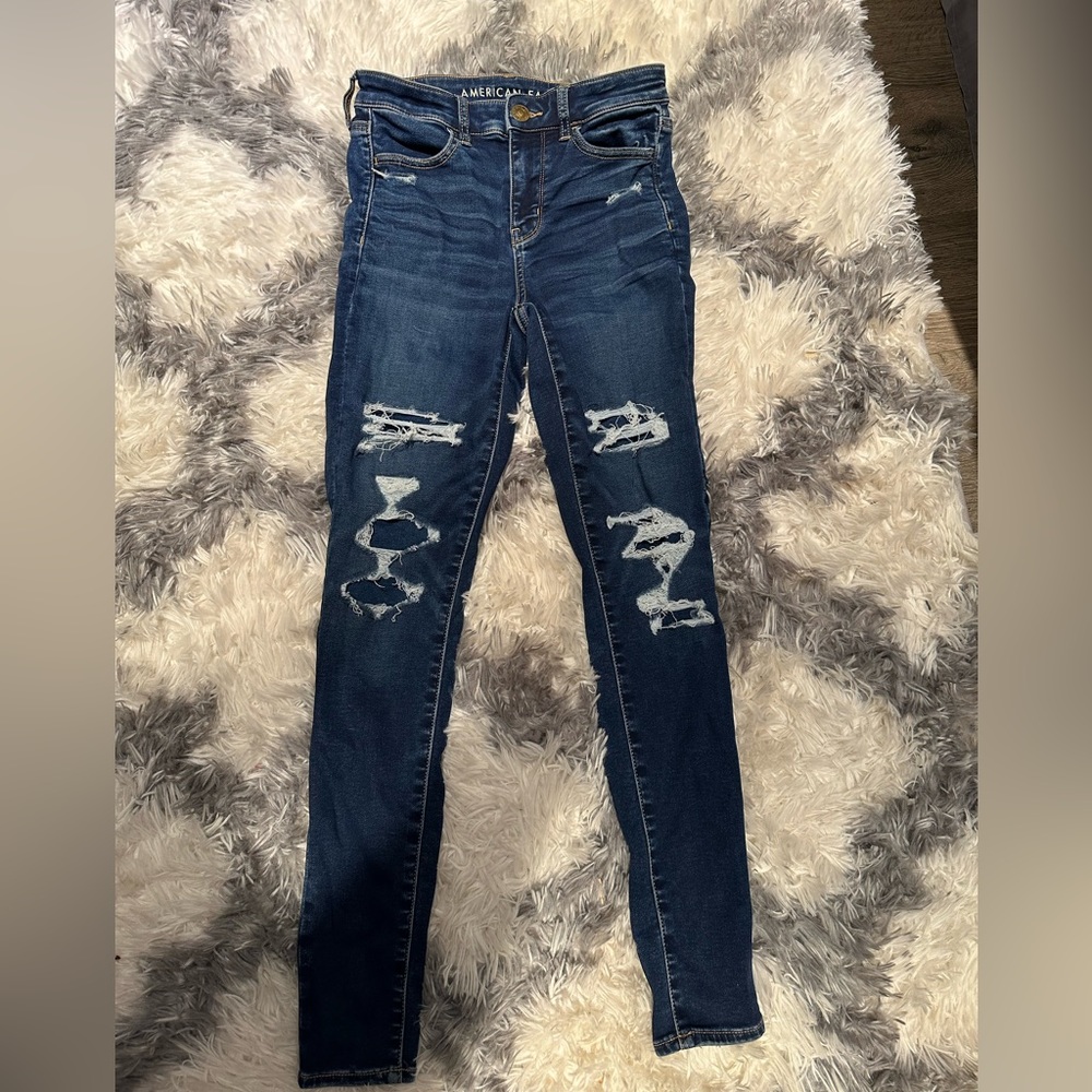 Navy blue skinny jeans winter rips